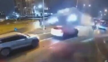 Romanian motorist sends car 'flying' over roundabout in crazy accident