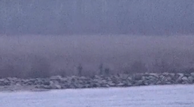Sur les images diffusées par les garde-frontières, on distingue trois soldats russes sur une digue située côté estonien. Capture d'écran/PPA
