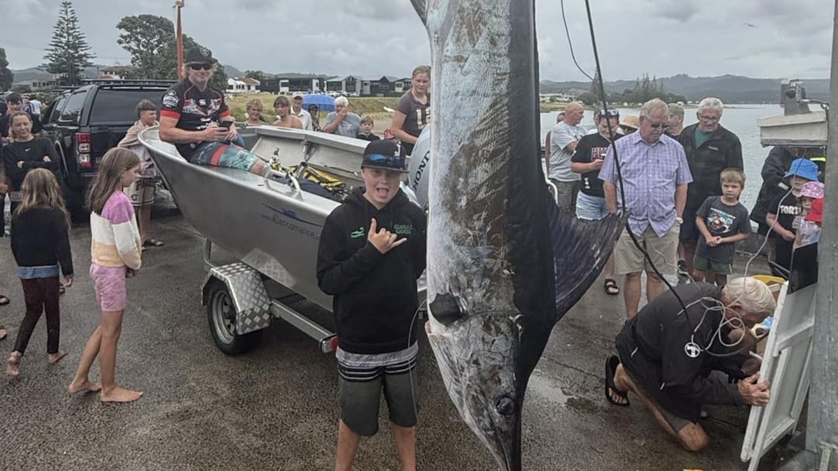 Auckland 10-year-old lands 101kg marlin off Coromandel coast, breaks club record