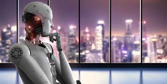 Robot Looking Out Floor-to-Ceiling Window onto Cityscape; An Overview of the Government's AI Immigration Systems for Employers