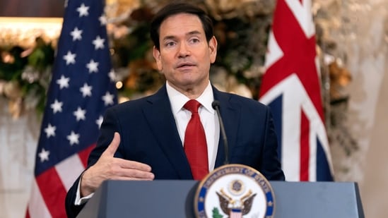 Secretary of State Marco Rubio speaks during an event at the State Department, in Washington.(AP)