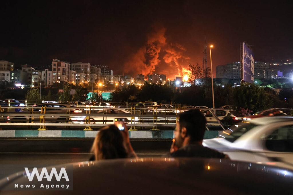 Fire of Israeli attack on Sharan Oil depot is seen following the Israeli strikes on Iran, in Tehran, Iran, June 15, 2025. Majid Asgaripour/WANA (West Asia News Agency)