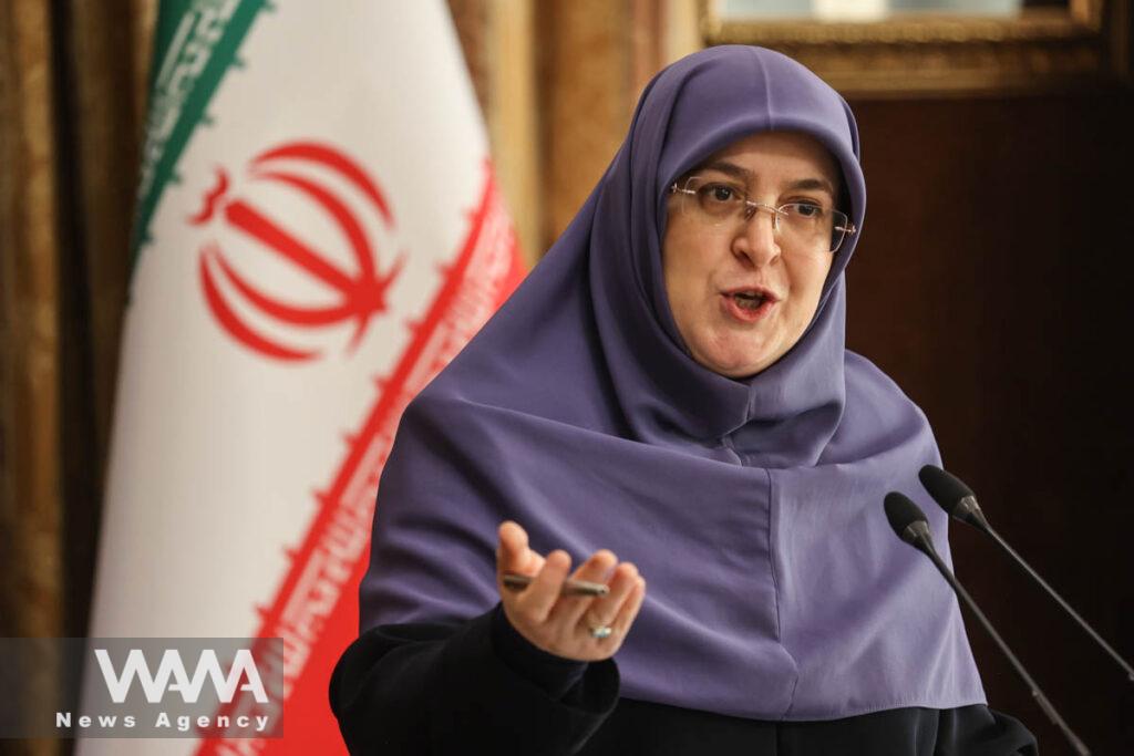 Spokesperson of Iran's Government, Fatemeh Mohajerani, speaks during a press conference