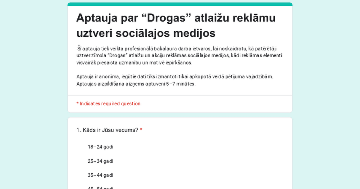 Aptauja bakalaura darbam!