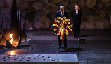 German Chancellor Friedrich Merz laid a wreath at the Hall of Remembrance during his visit to the Yad Vashem Holocaust Memorial Museum in Jerusalem on Sunday.