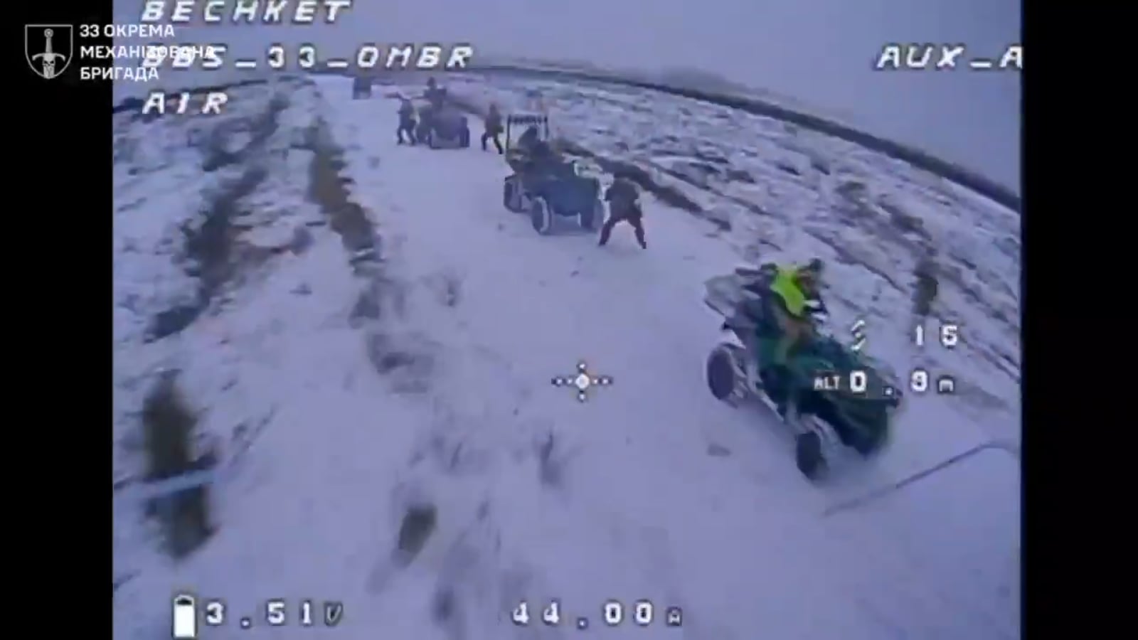 Russian ATV column tried to cross the Kazenyi Torets river but was stopped by Ukrainian FPV drone operators of the 33rd Mechanized Brigade. Novotoretske direction. Published 29.12.2025