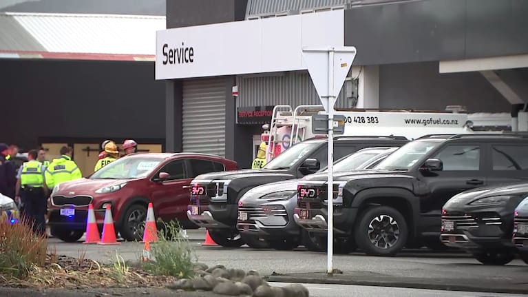 A fuel truck pictured at the scene of a crash on Rutherford St.