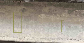 Sample of the annotation of cracks (in yellow) used to train and test the AI model.