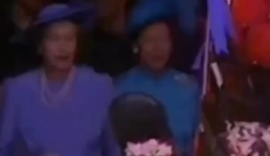 Queen Elizabeth saves a young Prince William from getting caught in a carriage wheel