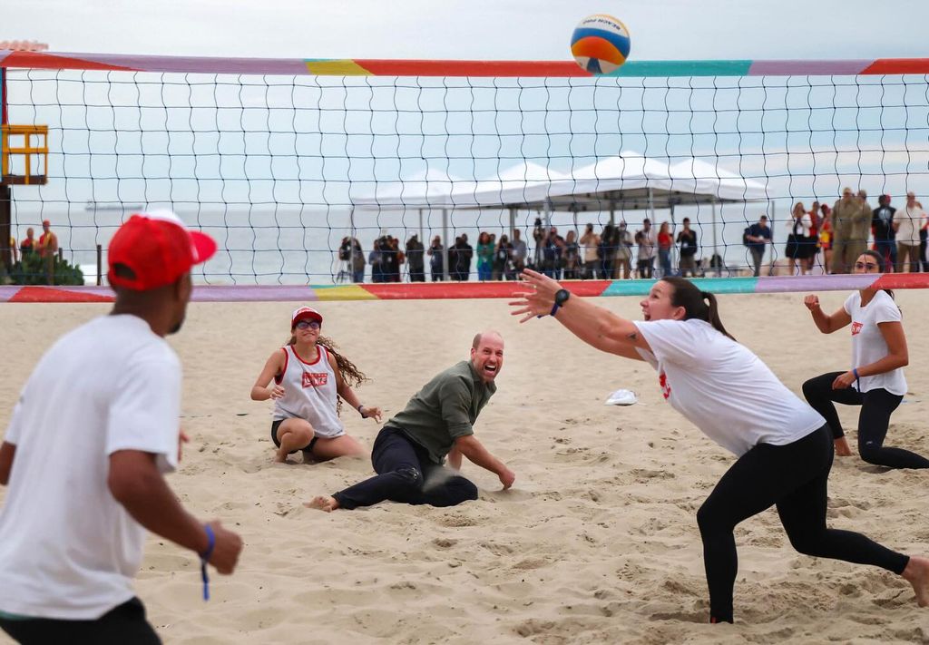The Prince of Wales plays volleyball on the Copcabana ahead of the 2025 Earthshot Prize in Rio de Janeiro
