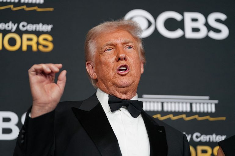 WASHINGTON, DC - DECEMBER 07: U.S. President Donald Trump attends the 48th annual Kennedy Center Honors at the Kennedy Center on December 07, 2025 in Washington, DC. The 2025 Kennedy Center Honorees are Sylvester Stallone, George Strait, the rock band KISS, Gloria Gaynor, and Michael Crawford. Allison Robbert/Getty Images/AFP (Photo by Allison Robbert / GETTY IMAGES NORTH AMERICA / Getty Images via AFP)