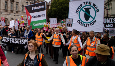 Anti-Trump protesters at Westminster, September 2025. Photo: Flickr/Steve Eason