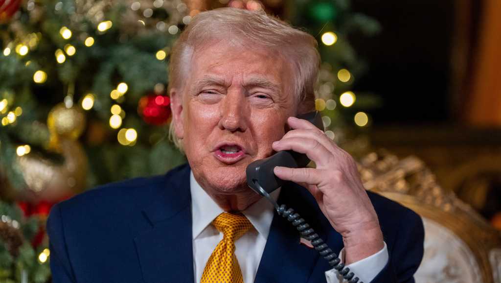 Trump warns against infiltration by a ‘bad Santa,’ defends coal in jovial Christmas calls with kids
