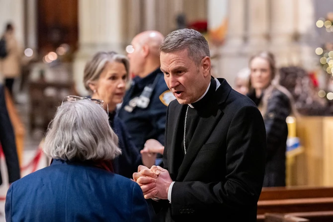 New York Archbishop-elect Ronald Hicks meets people at St. Patrick’s Cathedral on Dec. 18, 2025, in New York City.