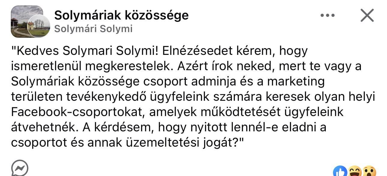 A solymári Facebook csoportot is megpróbálta megvenni a Fidesz. Úgy tűnik propaganda célú Facebook csoport nagybevásárlás van épp.