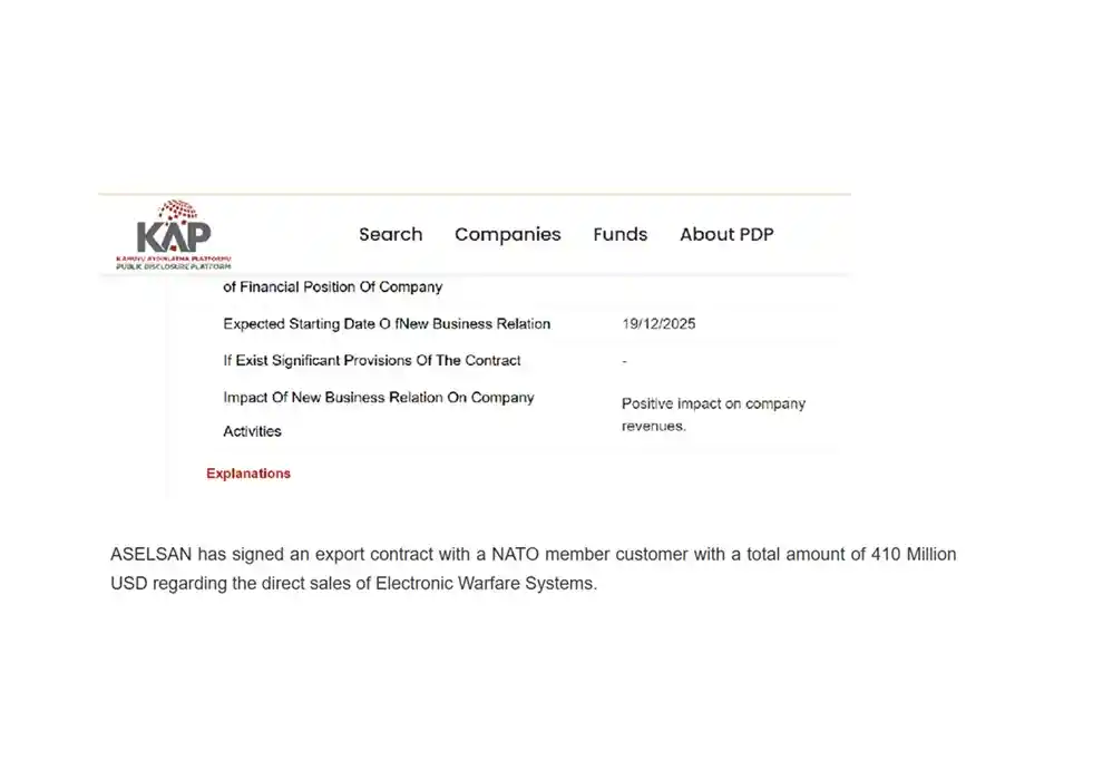 ASELSAN secures $410m EW export to NATO ally customer