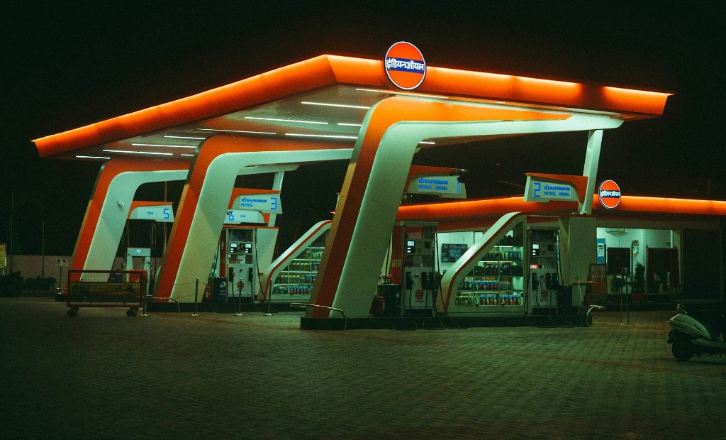 A petrol bunk in India.