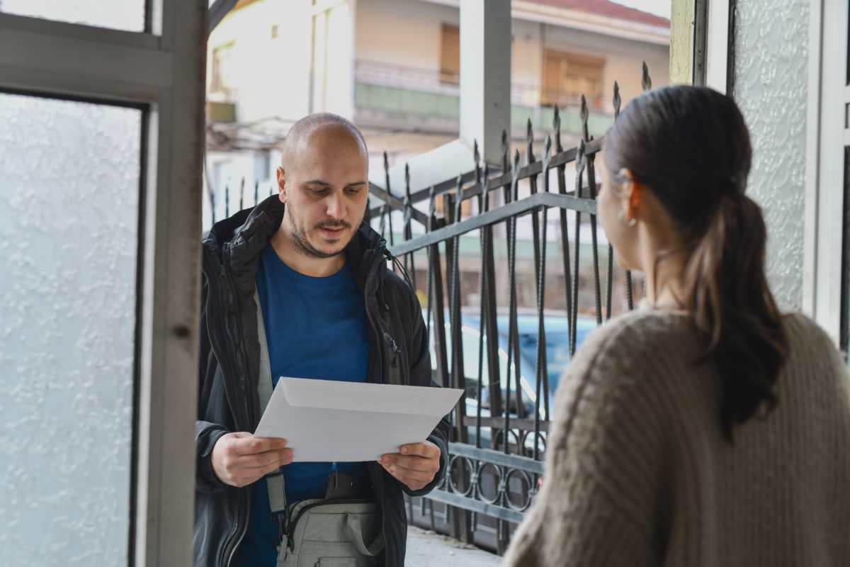 Postman delivering letter to female person at the door - Representative Cover Image Source: Getty Images | Photo by 	Aleksandar Georgiev