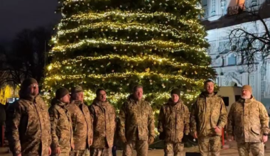 Ukrainian soldiers singing Christmas carols