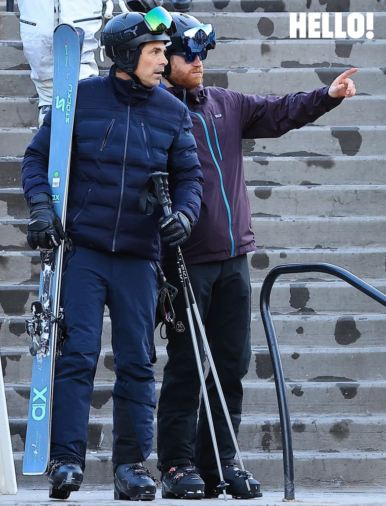 Prince Harry and Nacho Figueras skiing