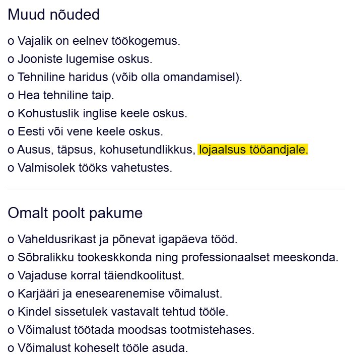 Kui palju maksab Eesti töötaja lojaalsus?