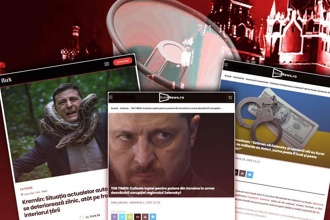 Across Romania, Kremlin-aligned proxy sites push pro-Russian messages tied to US-led negotiations over ending the Russia-Ukraine war. Platforms such as Flux 24 and Solid News praise Russian demands, suggest Moscow holds the advantage, and repeat propaganda language about the “Kyiv regime.”