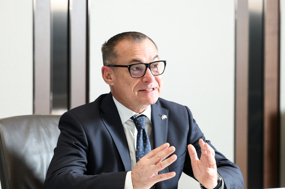 Joachim Nagel, president of the Deutsche Bundesbank and a member of the Governing Council of the European Central Bank, speaks during an interview with the Korea JoongAng Daily and the JoongAng Ilbo held in the Bank of Korea in central Seoul on Dec. 2. [WOO SANG-JO]