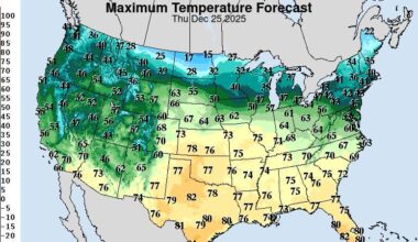 Close to two dozen U.S states, from parts of the Rockies to portions of the Appalachians, northward through much of the Plains and part of the Midwest, are forecast to experience temperatures that are 15-30 degrees above the historical average by Christmas Day