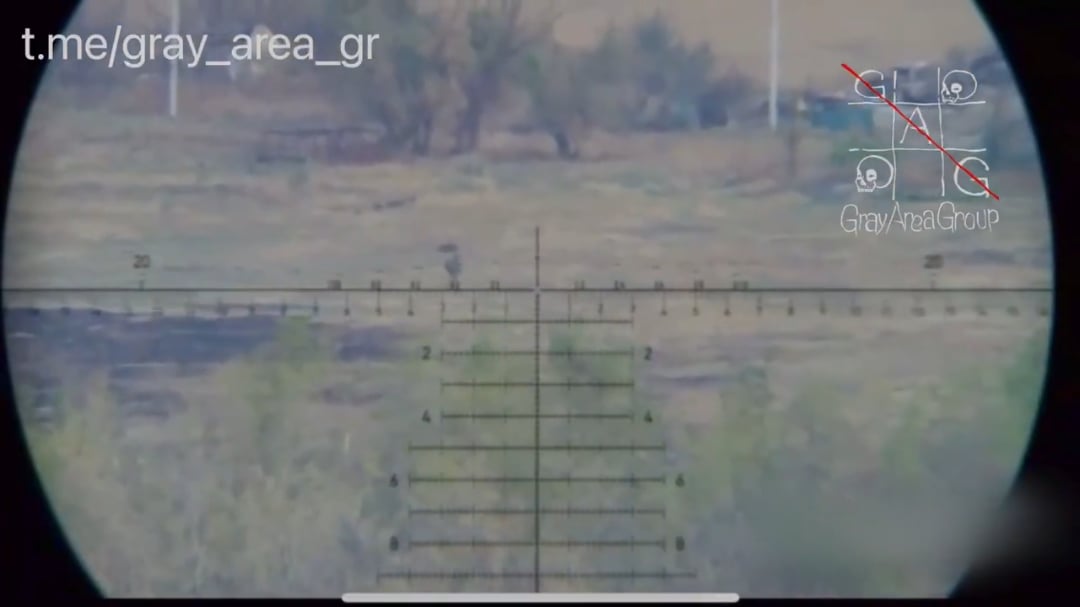 A Ukrainian sniper from the SOF unit Grey Area Group hit a Russian soldier at a claimed shooting range of 1,300 meters. Published 27.12.2025. Date and location not disclosed.