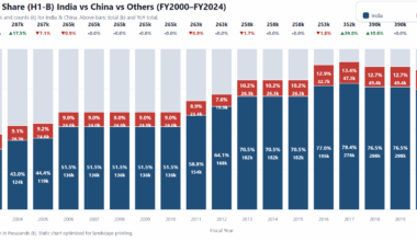 [OC] Active H1-B Visa Holders in the U.S. by Country of Origin (FY2000 - 2024)