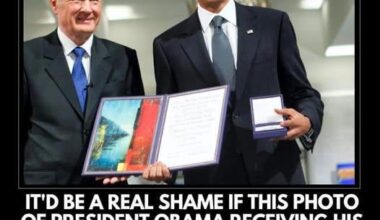 It would be a real shame if this photo of President Obama receiving his Nobel Peace prize went viral today, for no particular reason 😂