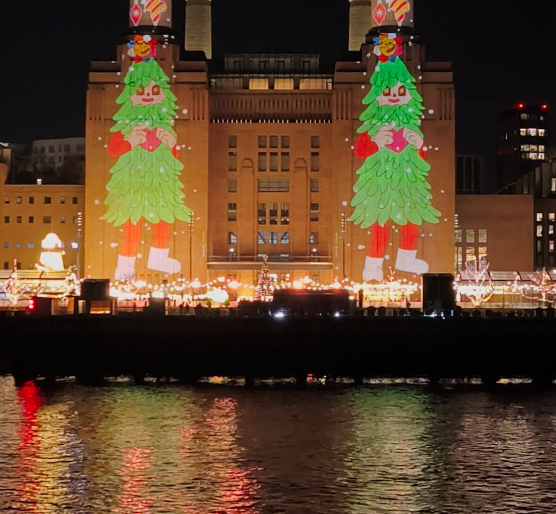 Battersea Power station Christmas display.
