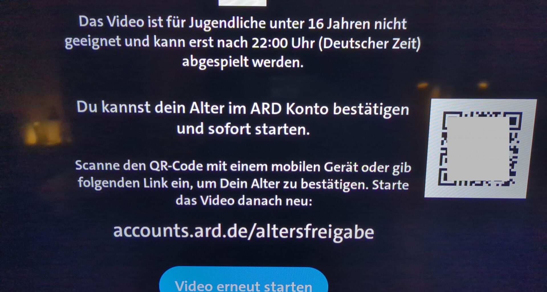Age verificaton on ARD Mediathek