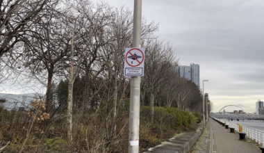 No interstellar hitchhiking without a towel (Glasgows Hitchhikers guide to the Galaxy art)