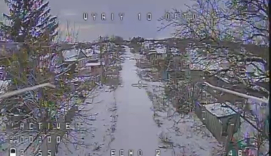 Sitting Russian soldier is hit by Ukrainian FPV drone, Donetsk Region