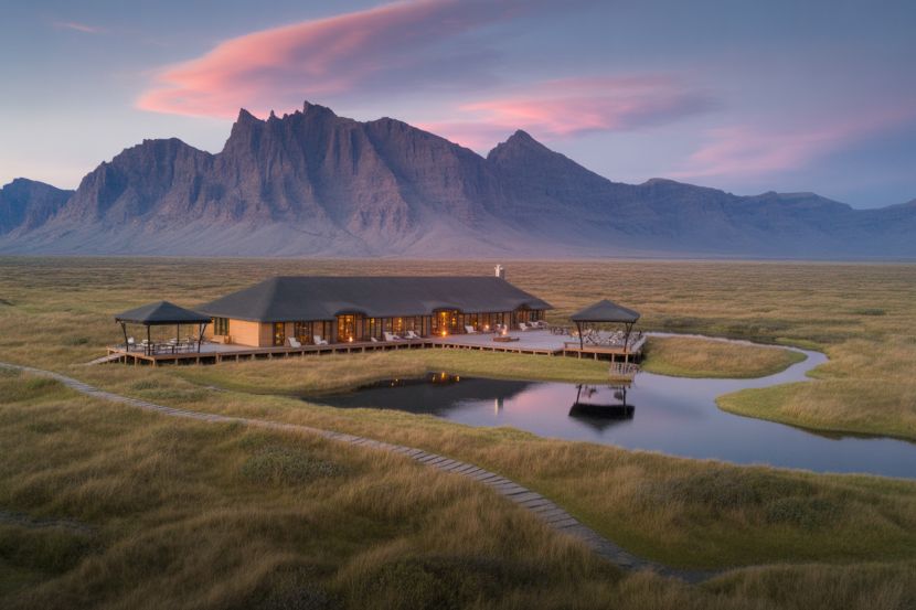 A luxury lodge nestled in the croatian wilderness, offering guests a nature-focused retreat.