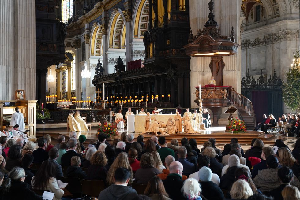 Crowds gathered at St Paul's Cathedral