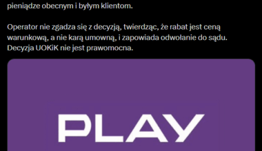 UOKiK nałożył na operatora sieci Play ponad 108 mln zł kary za mechanizm rabatowy, który – według Urzędu – działał jak niedozwolona kara za spóźnienie w płatności
