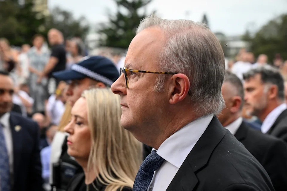 Anthony Albanese at the vigil on Sunday in Sydney (Getty)