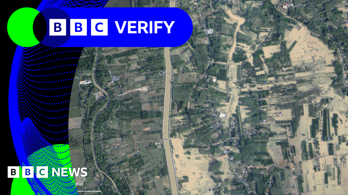 BBC Verify Live: Satellite image shows impact of deadly floods in southern Thailand
