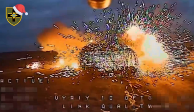 Dosens of FPV-drones of 28th Mechanized Briggade destroying two Russian tanks with grille armour nearly Konstiantynivka town