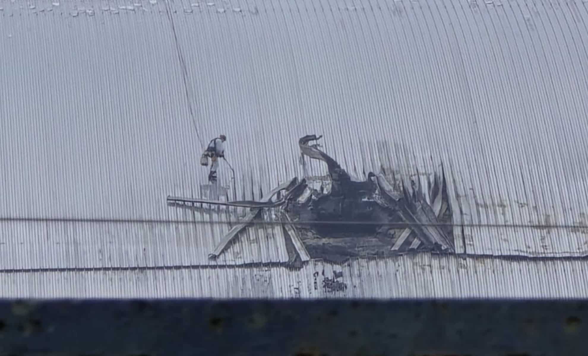 Damage At The Chernobyl New Safe Confinement Structure From A Drone Strike On February 14, 2025
