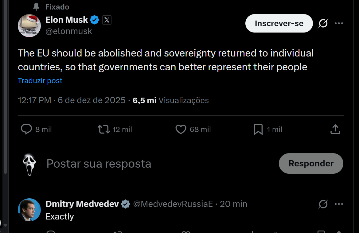 Musk quer o fim da União Europeia