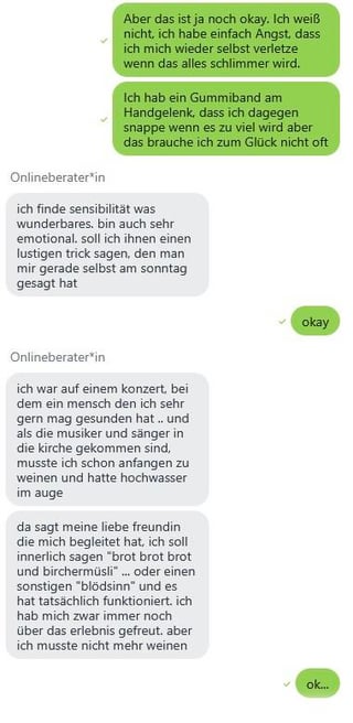 Unfassbar schreckliche Erfahrung mit der Telefonseelsorge. (TW Self Harm)