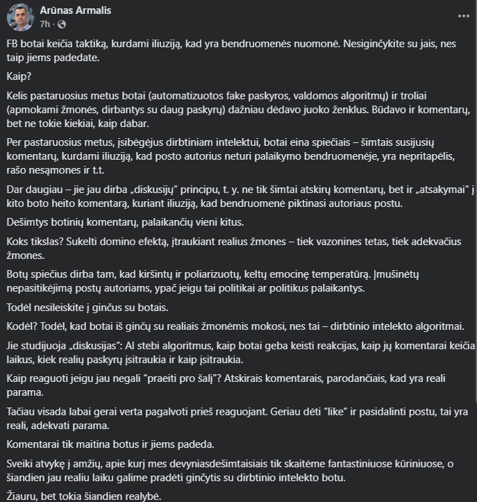 Ar pastarosiomis savaitėmis pajutot padidėjusį botų kiekį Lietuviškoj socialinėj erdvėj?