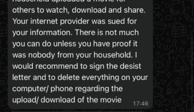 Lawyers response from a torrent copyright infringement.