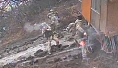 A fiber-optic FPV drone lands on a newly landed Russian armored group near Pokrovsk