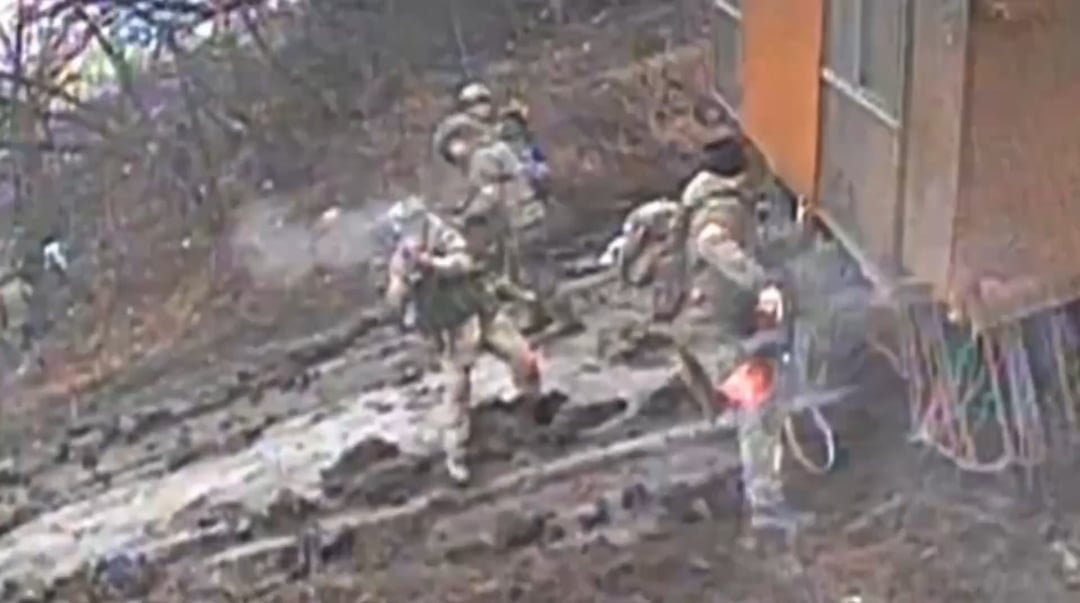 A fiber-optic FPV drone lands on a newly landed Russian armored group near Pokrovsk