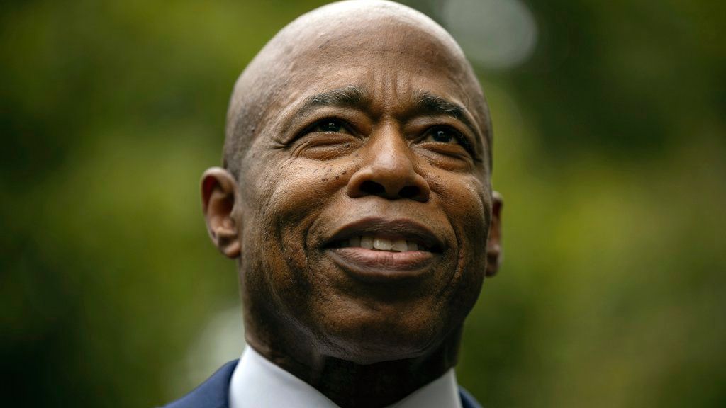 New York City Mayor Eric Adam talks to the members of the media at Gracie Mansion, the official residence of the mayor, Thursday, Sept. 26, 2024, in New York. (AP Photo/Yuki Iwamura)