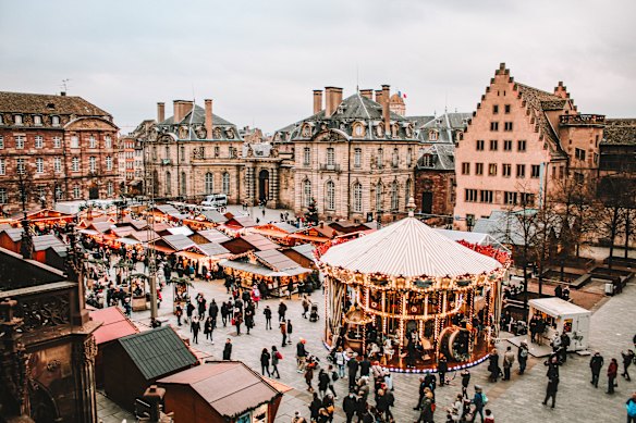 The beautiful Christmas markets in Strasbourg, France.